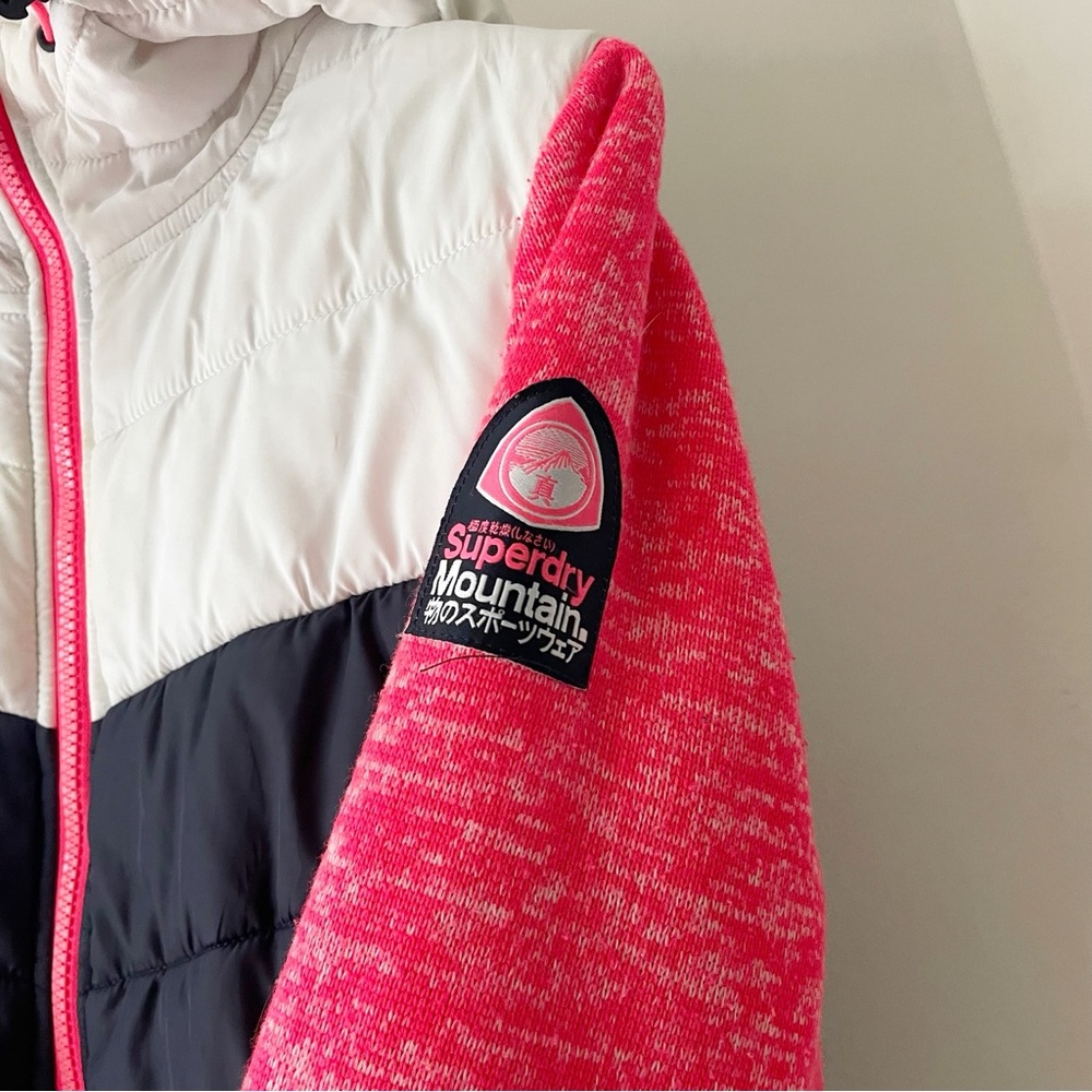 Superdry Team Fuji Hybrid Colour Block Zip Hoodie In Pink | Size 8 - Picture 4 of 14